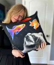 Load image into Gallery viewer, "Raccoon Dreams" Throw Pillow